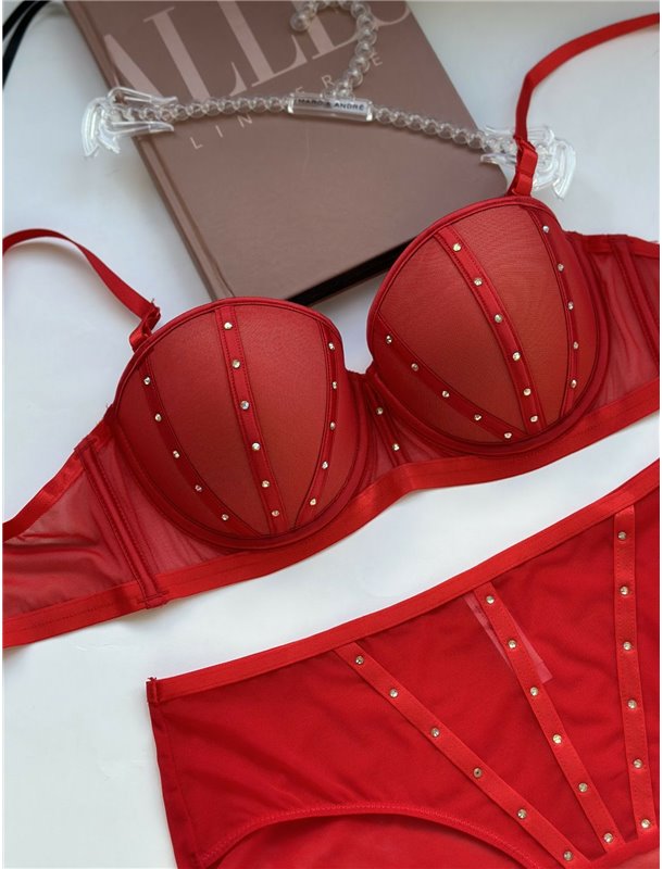 Комплект нижньої білизни Cencka Flower 9931 червоний 9931 червоний  фото - Luxbikini