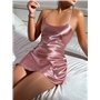 Атласний міні пеньюар - пудра PIN-CLAS-PINK-2  фото - Luxbikini