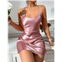 Атласний міні пеньюар - пудра PIN-CLAS-PINK-2  фото - Luxbikini