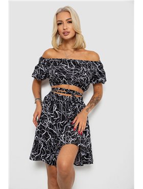 Костюм жіночий з принтом, колір чорно-білий, 230R1005 230R1005 AGER фото - Luxbikini