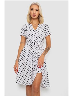 Сукня софт з принтом у горох, колір білий, 230R0032-2 230R0032-2 AGER фото - Luxbikini