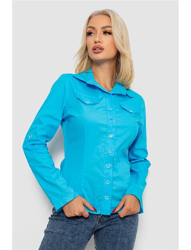 Сорочка жіноча однотонна, колір блакитний, 230R068-2 230R068-2 AGER фото - Luxbikini