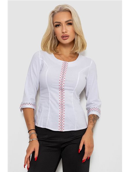 Блуза класична з вишивкою, колір білий, 230R03-2 230R03-2 AGER фото - Luxbikini
