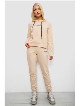 Спортивний костюм жіночий двонитка, колір бежевий, 214R1419-006 214R1419-006 AGER фото - Luxbikini