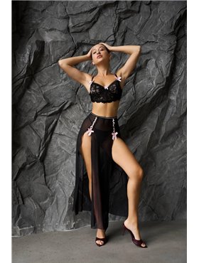 Білизна чорна із спідничкою DO3789 DO3789  фото - Luxbikini