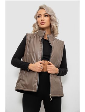 Жилет жіночий демісезонний екошкіра, колір коричневий, 257R65-2 257R65-2 AGER фото - Luxbikini