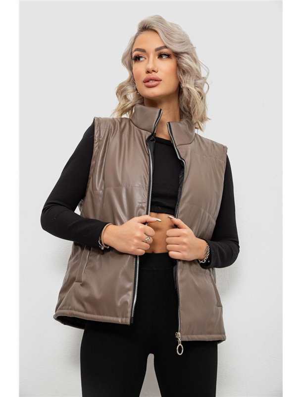 Жилет жіночий демісезонний екошкіра, колір коричневий, 257R65-2 257R65-2 AGER фото - Luxbikini