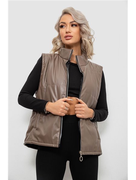 Жилет жіночий демісезонний екошкіра, колір коричневий, 257R65-2 257R65-2 AGER фото - Luxbikini