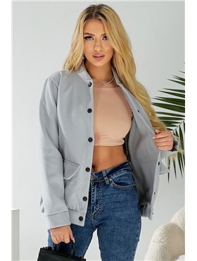 Бомбер жіночий штучний кашемір, колір сірий, 257R325 257R325 AGER фото - Luxbikini