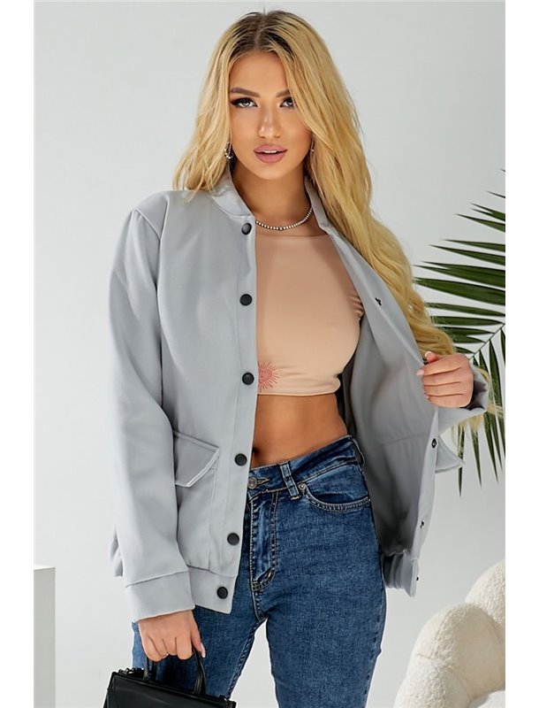 Бомбер жіночий штучний кашемір, колір сірий, 257R325 257R325 AGER фото - Luxbikini