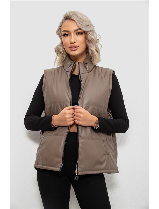 Жилет жіночий демісезонний екошкіра, колір коричневий, 257R65-1 257R65-1 AGER фото - Luxbikini