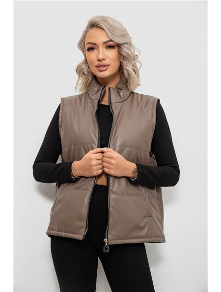 Жилет жіночий демісезонний екошкіра, колір коричневий, 257R65-1 257R65-1 AGER фото - Luxbikini