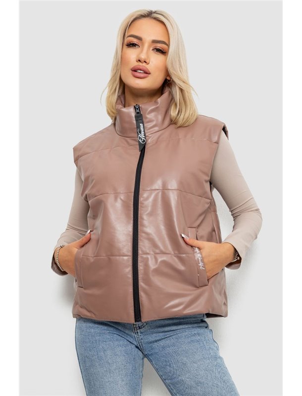 Жилет жіночий демісезонний екошкіра, колір чорний, 257R98 257R98 AGER фото - Luxbikini