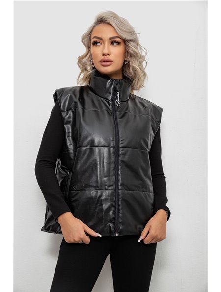 Жилет жіночий демісезонний екошкіра, колір чорний, 257R98-2 257R98-2 AGER фото - Luxbikini