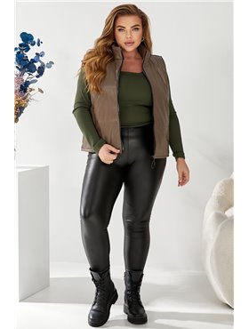 Жилет жіночий демісезонний екошкіра, колір коричневий, 257R65 257R65 AGER фото - Luxbikini