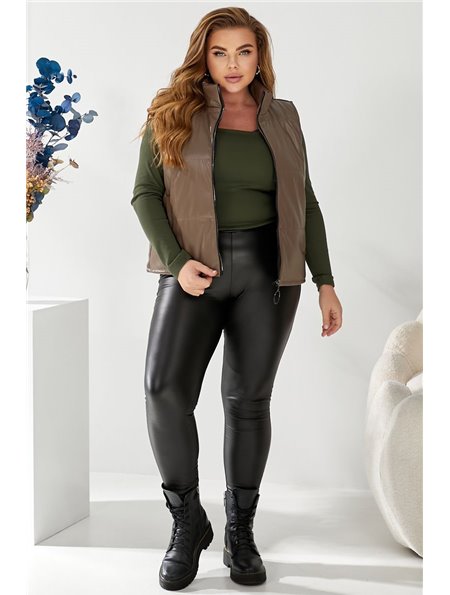 Жилет жіночий демісезонний екошкіра, колір коричневий, 257R65 257R65 AGER фото - Luxbikini