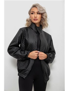 Бомбер жіночий з принтом, колір чорний, 257R72 257R72 AGER фото - Luxbikini