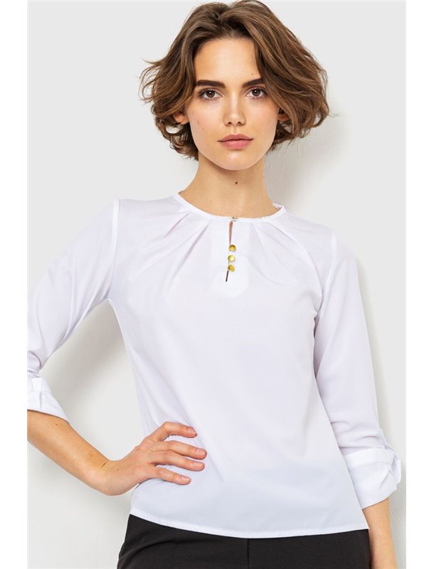 Блуза однотонна, колір білий, 230R1122-3 230R1122-3 AGER фото - Luxbikini