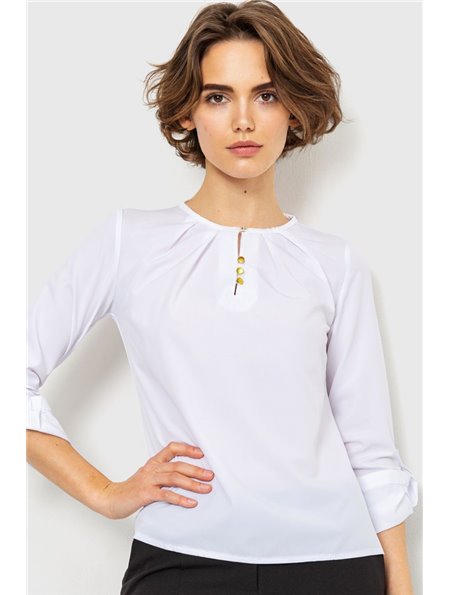 Блуза однотонна, колір білий, 230R1122-3 230R1122-3 AGER фото - Luxbikini