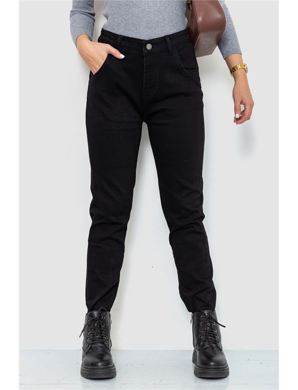 Джинси жіночі однотонні утеплені, колір чорний, 214R6026 214R6026 AGER фото - Luxbikini