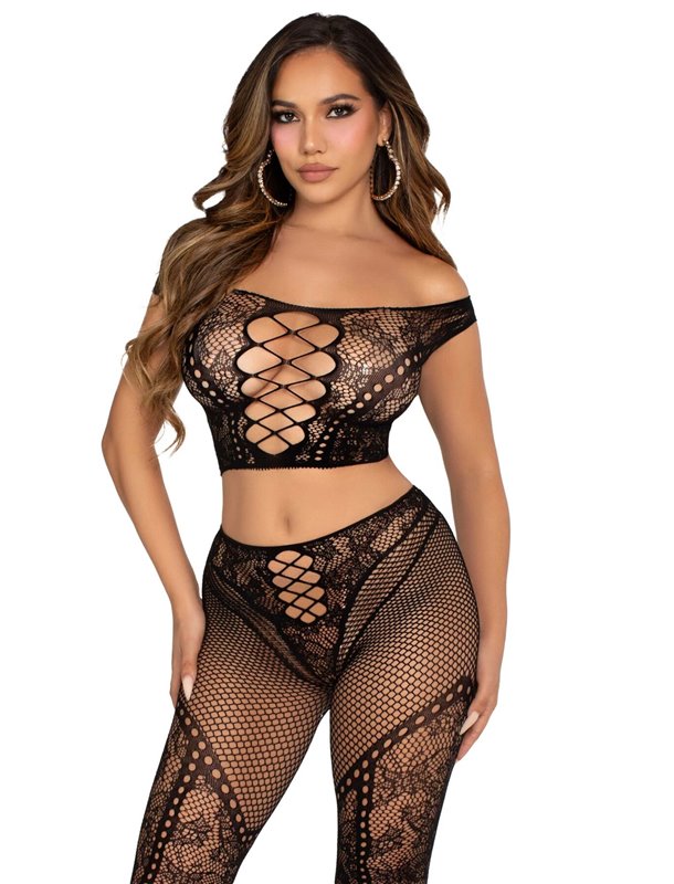 Комплект Leg Avenue Off Shoulder Crop Top and Legging One Size SX2748 Leg Avenue (США) фото - Luxbikini