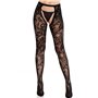 Колготки Leg Avenue Rose Lace Crotchless Tights with Open One Size Black SX2753 Leg Avenue (США) фото - Luxbikini