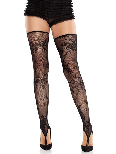 Панчохи Leg Avenue Floral Net Toe Loop Footless Thigh Highs One Size SX2763 Leg Avenue (США) фото - Luxbikini