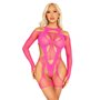 Бодістокінг Leg Avenue Fishnet Garter Harness and Teddy One Size Neon Pink SX2770 Leg Avenue (США) фото - Luxbikini
