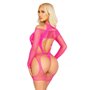 Бодістокінг Leg Avenue Fishnet Garter Harness and Teddy One Size Neon Pink SX2770 Leg Avenue (США) фото - Luxbikini