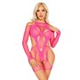 Бодістокінг Leg Avenue Fishnet Garter Harness and Teddy One Size Neon Pink SX2770 Leg Avenue (США) фото - Luxbikini