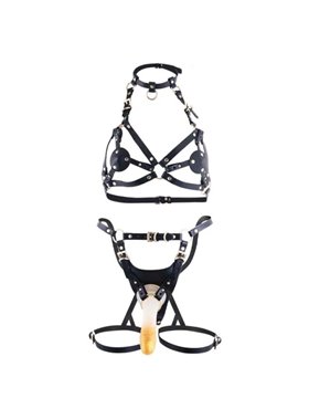 Сбруя зі страпоном LOCKINK SEVANDA Queen Sheba Set with Golden Dildo SX2836 LOCKINK (Китай) фото - Luxbikini