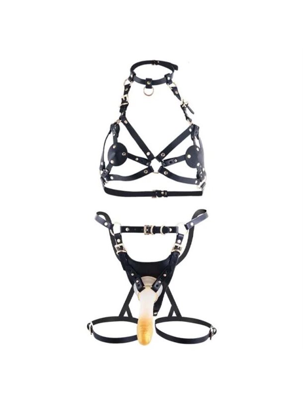 Сбруя зі страпоном LOCKINK SEVANDA Queen Sheba Set with Golden Dildo SX2836 LOCKINK (Китай) фото - Luxbikini