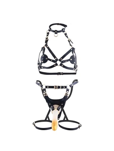 Сбруя зі страпоном LOCKINK SEVANDA Queen Sheba Set with Golden Dildo SX2836 LOCKINK (Китай) фото - Luxbikini