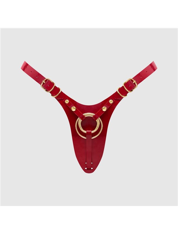 Трусики для страпона Strap-On-Me Leatherette Harness Fabulous - One Size - Red Glossy SX2853 Strap-On-Me (Франція) фото - Lux...