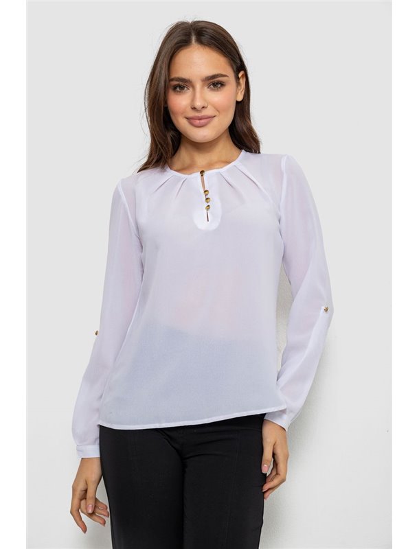 Блуза однотонна, колір білий, 230R1122-5 230R1122-5 AGER фото - Luxbikini