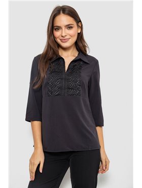 Блуза однотонна, колір чорний, 230R70-2 230R70-2 AGER фото - Luxbikini