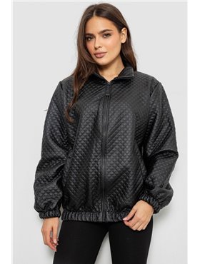 Бомбер жіночий з принтом, колір чорний, 257R72-1 257R72-1 AGER фото - Luxbikini