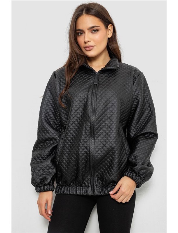 Бомбер жіночий з принтом, колір чорний, 257R72-1 257R72-1 AGER фото - Luxbikini