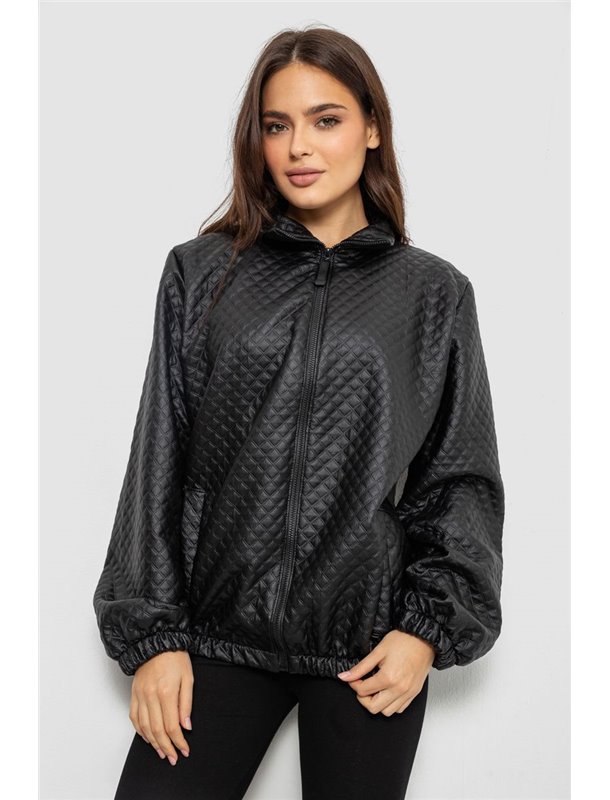 Бомбер жіночий з принтом, колір чорний, 257R72-3 257R72-3 AGER фото - Luxbikini