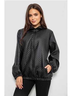 Бомбер жіночий з принтом, колір чорний, 257R72-4 257R72-4 AGER фото - Luxbikini