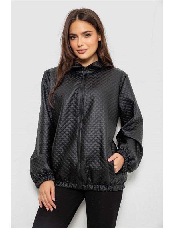 Бомбер жіночий з принтом, колір чорний, 257R72-4 257R72-4 AGER фото - Luxbikini