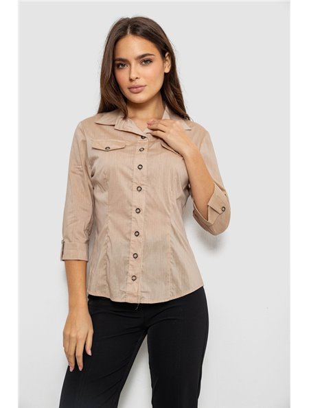 Сорочка жіноча однотонна, колір світло-бежевий, 230R068-6 230R068-6 AGER фото - Luxbikini