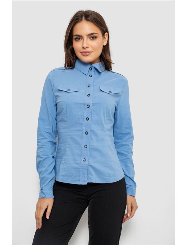 Сорочка жіноча однотонна, колір блакитний, 230R068-9 230R068-9 AGER фото - Luxbikini