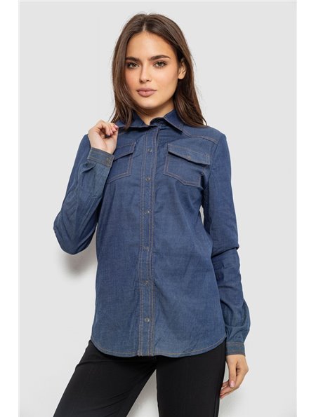 Сорочка жіноча однотонна, колір синій, 230R069 230R069 AGER фото - Luxbikini