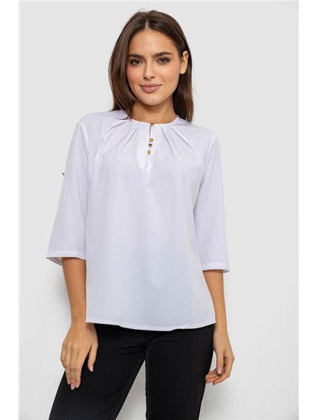 Блуза однотонна, колір білий, 230R112-10 230R112-10 AGER фото - Luxbikini