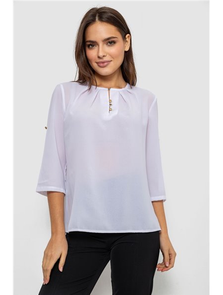 Блуза однотонна, колір білий, 230R1121-8 230R1121-8 AGER фото - Luxbikini