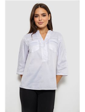 Блуза однотонна, колір білий, 230R96-1 230R96-1 AGER фото - Luxbikini