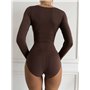 Коричневий коригуючий боді із довгими рукавами DO3855 DO3855 Ghazel фото - Luxbikini