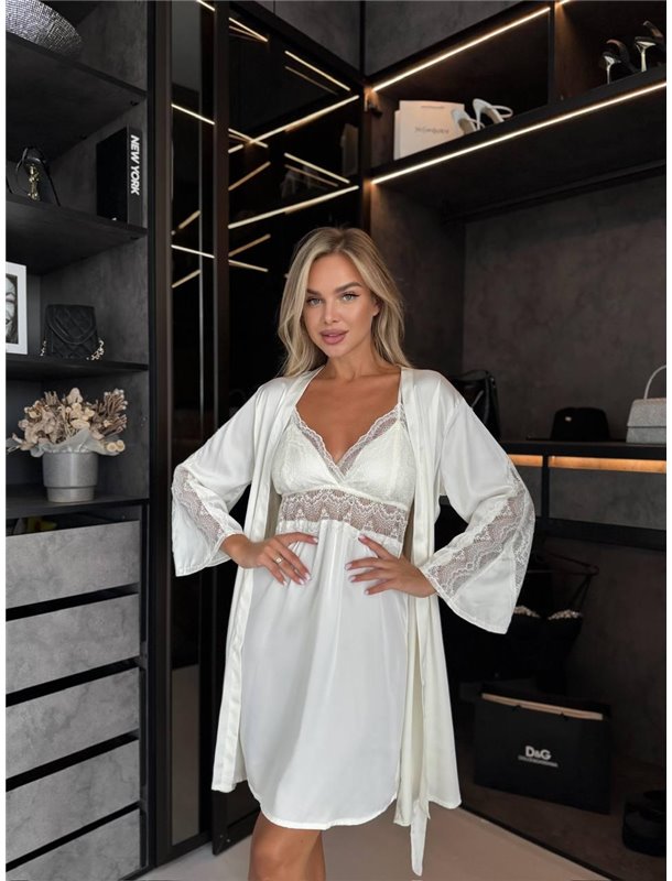 Халат і сорочка DO3554/1 білий DO3554/1 Ghazel фото - Luxbikini