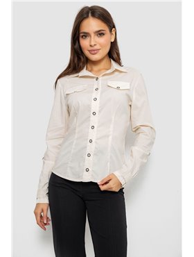 Сорочка жіноча однотонна, колір кремовий, 230R068-8 230R068-8 AGER фото - Luxbikini